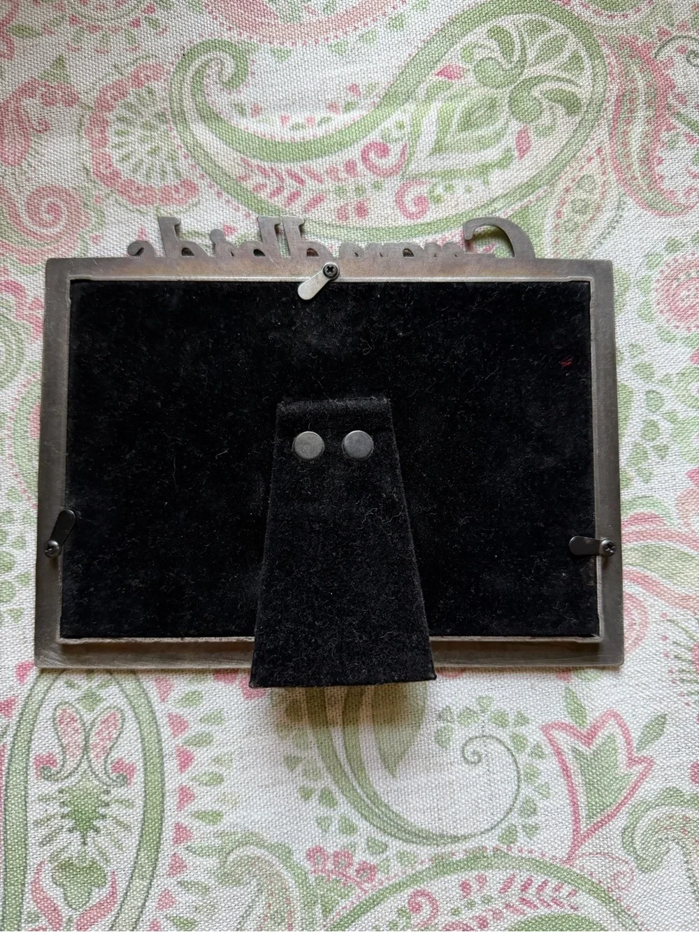 Vintage Grandkids Ornate Pewter Metal Photo Frame With Velvet Backing